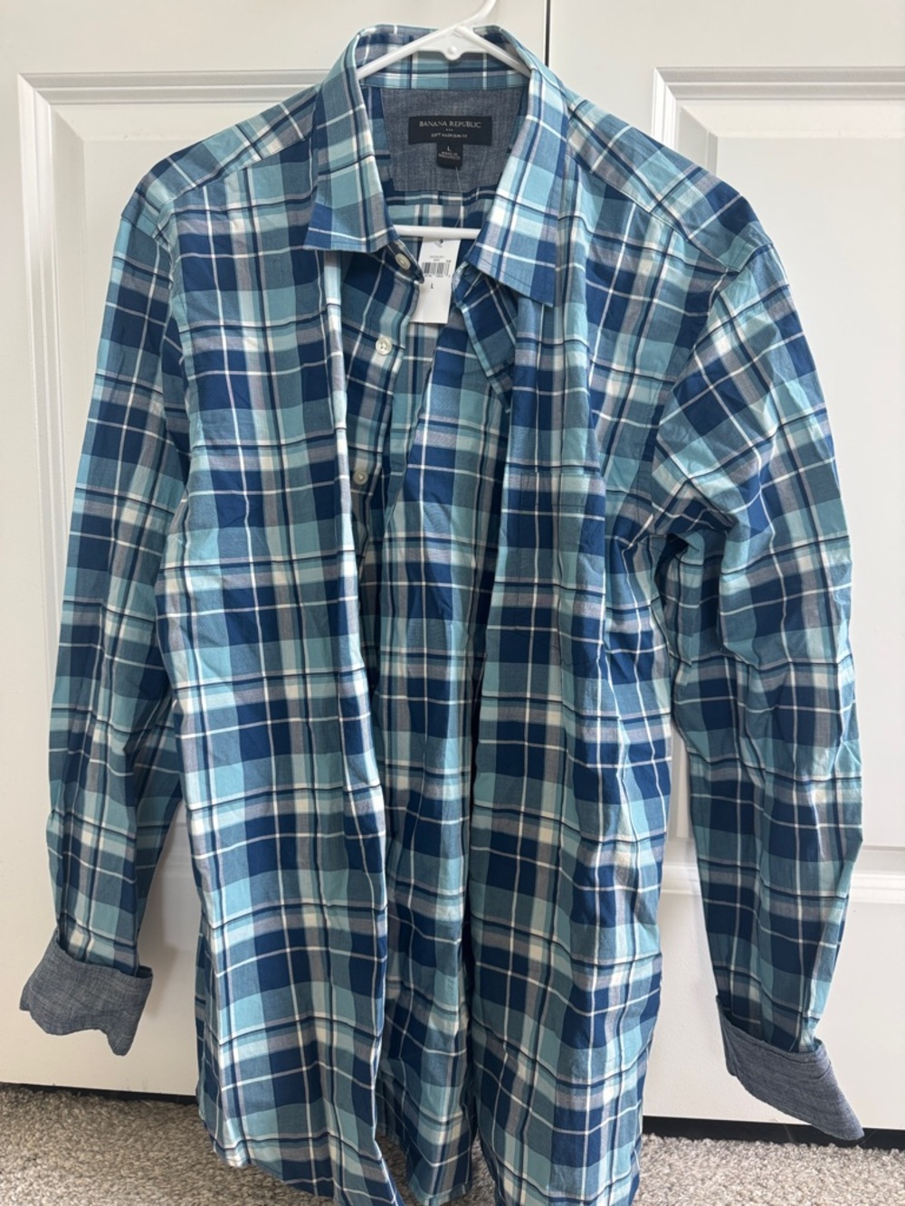 Banana Republic Blue and Light Blue Plaid Button-Down Shirt